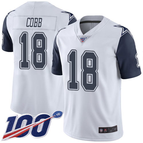 Men Dallas Cowboys Limited White Randall Cobb 18 100th Season Rush Vapor Untouchable NFL Jersey